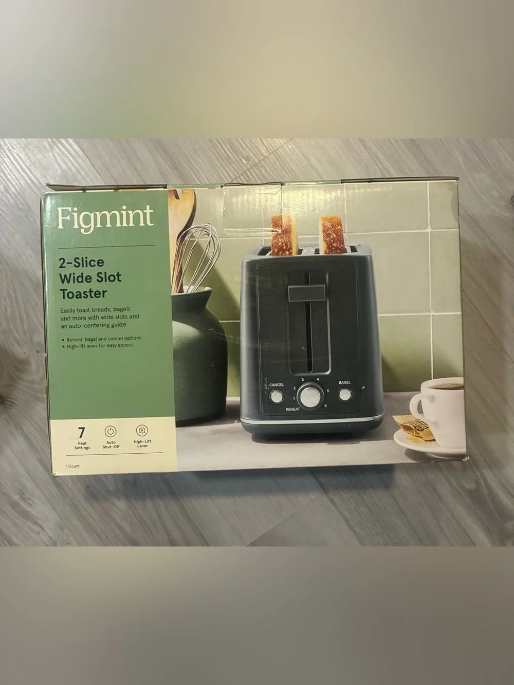 Figmint 2-Slice Wide Slot Toaster in Charcoal Gray